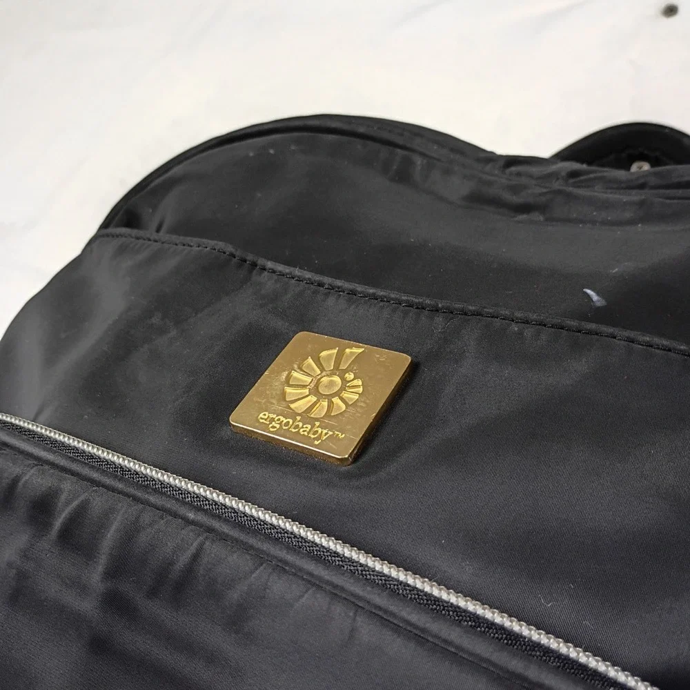 Ergobaby‎ Diaper Bag Backpack Black Gold Hardware Insulated Pocket Organizer